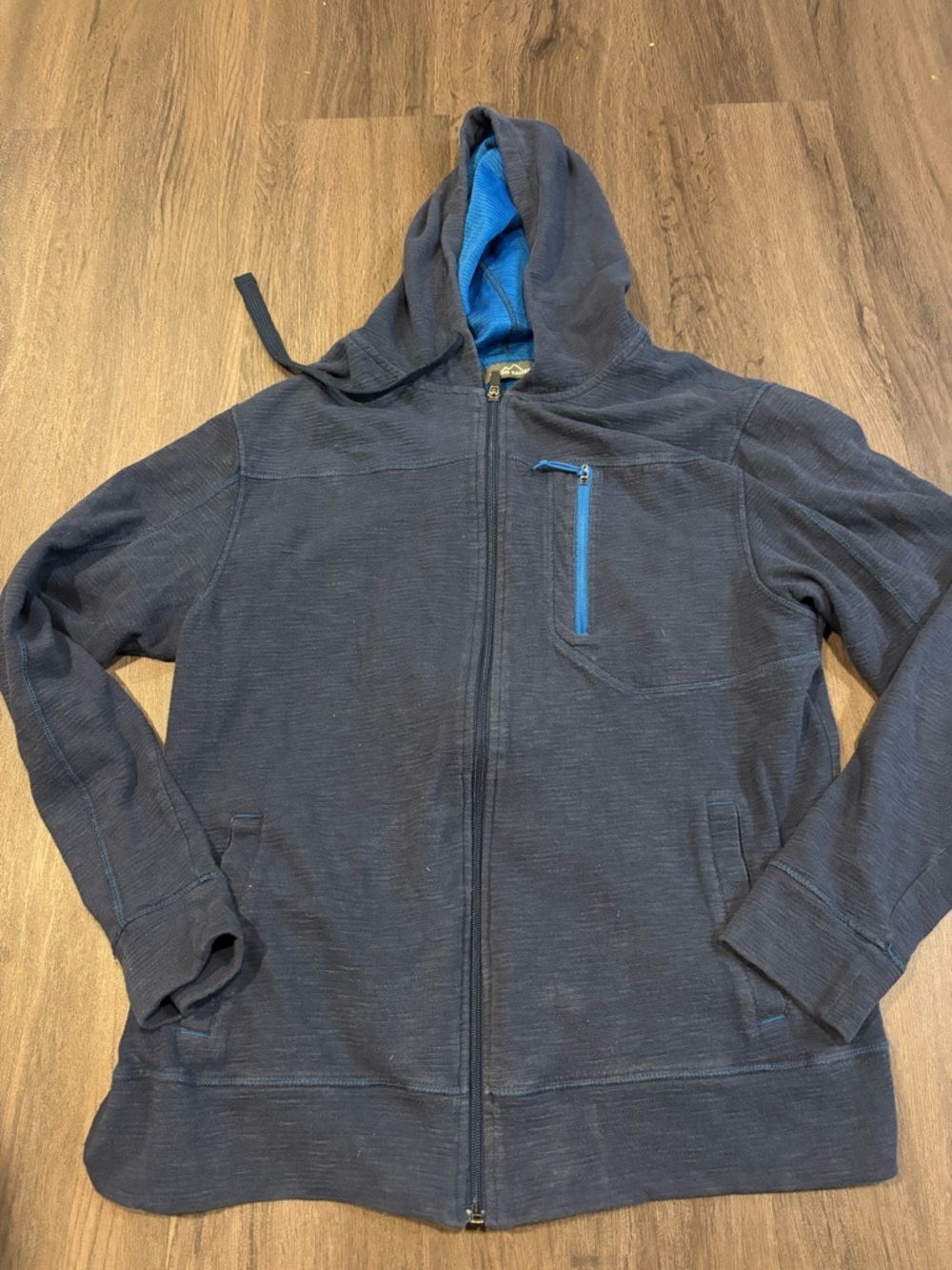 Eddie Bauer Navy Hoodie with Bright Blue Lining